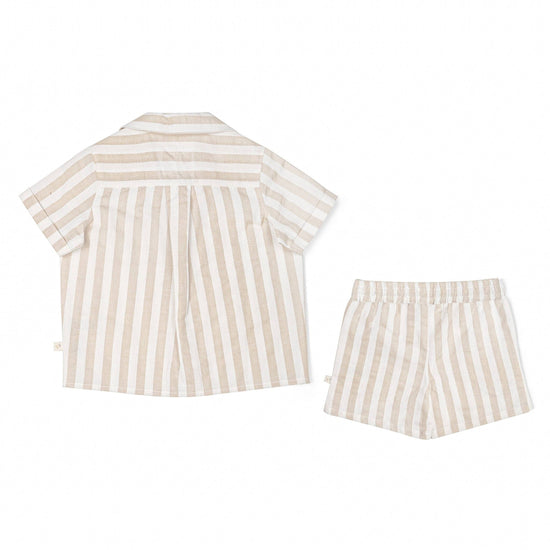 Neutral Stripes | Organic Shirt and Shorts Set - Echo Market