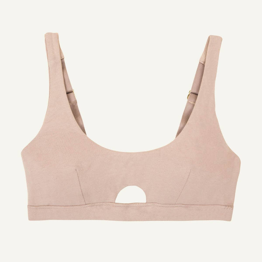 Organic Cotton Keyhole Soft Bra | Stone - Echo Market