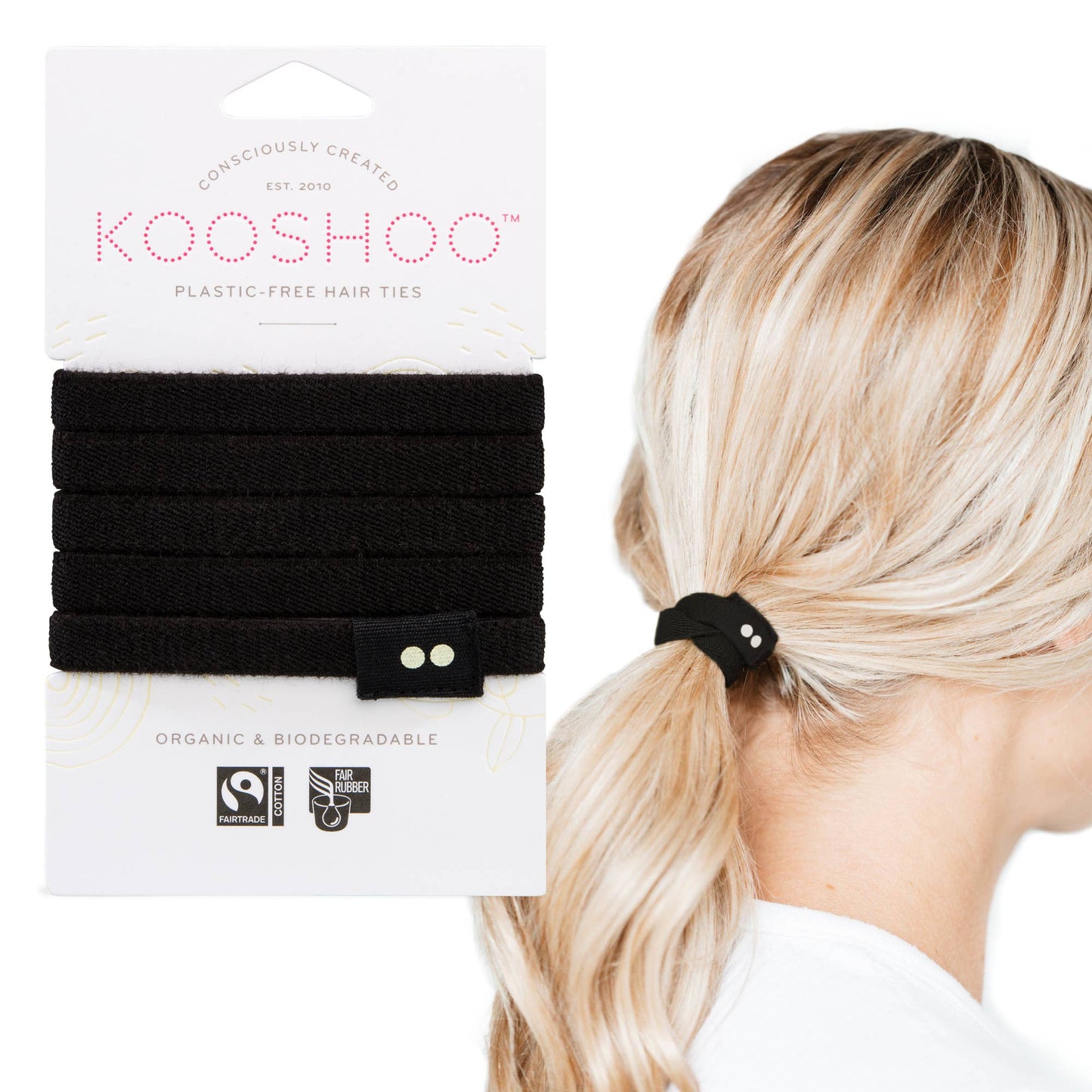 Plastic-free Biodegradable Hair Ties - Black - Echo Market