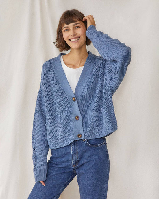 Preila: Baltic Blue Merino Wool Cardigan - Echo Market