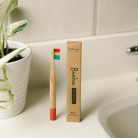 Load image into Gallery viewer, Bamboo Kids Toothbrush - Rainbow - Echo Market
