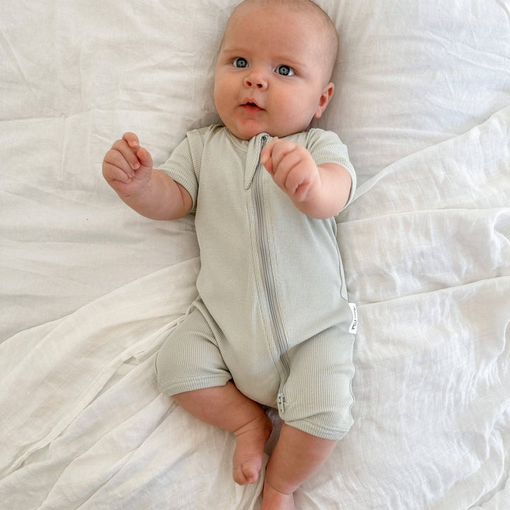 Sage Rib Zip Romper - Echo Market