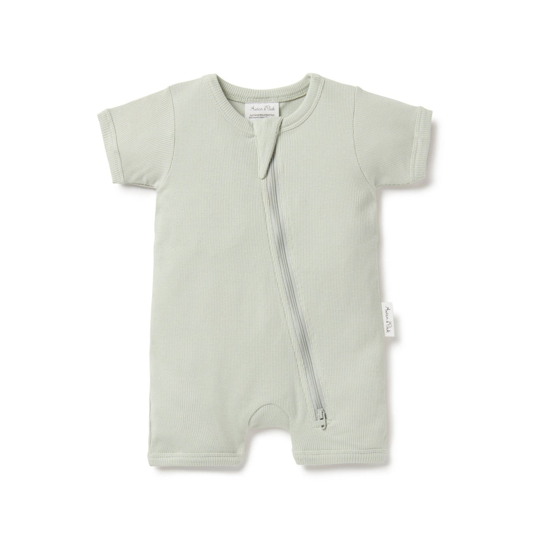 Sage Rib Zip Romper - Echo Market