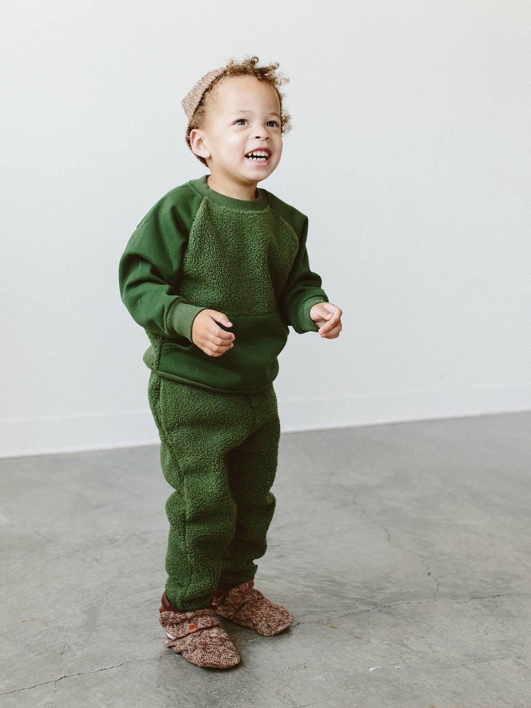 Sherpa Kids L/S Two-Piece Sweatsuit - Spruce - Echo Market