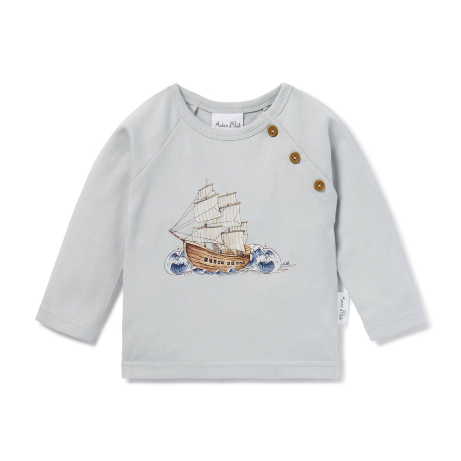 Ship Print LS Tee - Echo Market