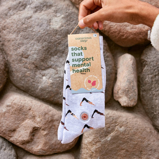 Socks that Support Mental Health (Gray Yogis): Small - Echo Market