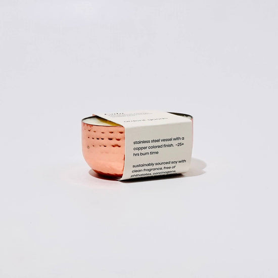 Load image into Gallery viewer, Soy Candle in reusable metal copper colored vessel: Cala - Echo Market
