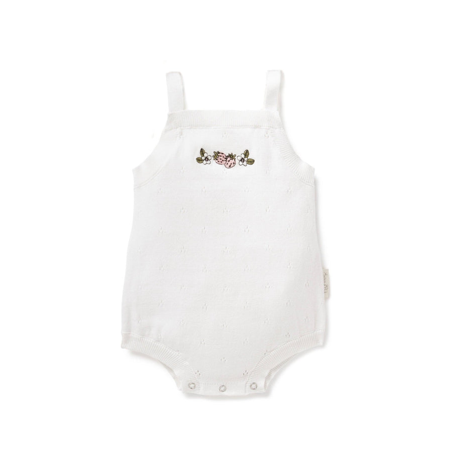 Strawberry Pointelle Knit Romper - Echo Market