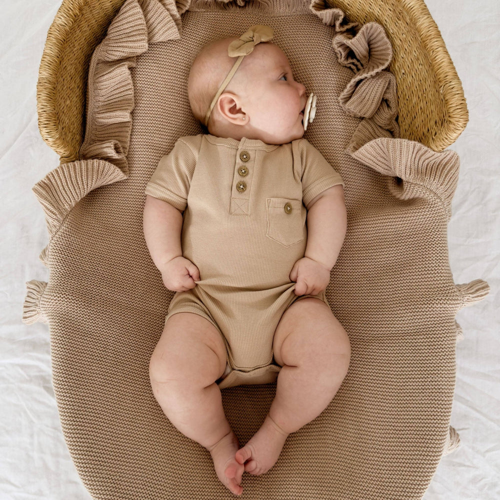 Taupe Rib Henley Onesie - Echo Market