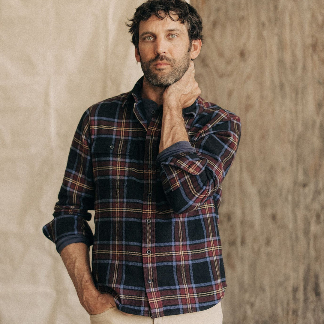 The Ledge Shirt in Dark Navy Plaid - Echo Market