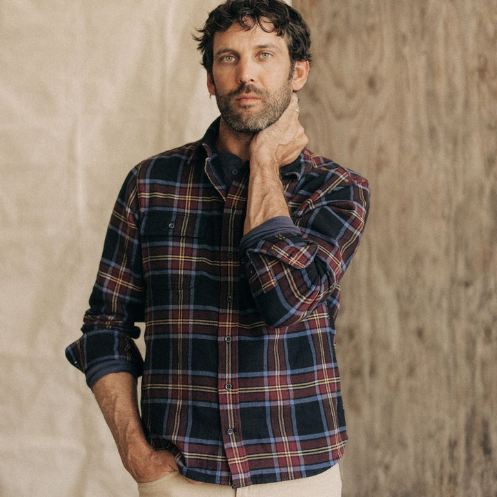 The Ledge Shirt in Dark Navy Plaid - Echo Market