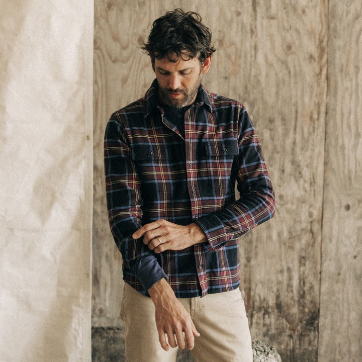 The Ledge Shirt in Dark Navy Plaid - Echo Market