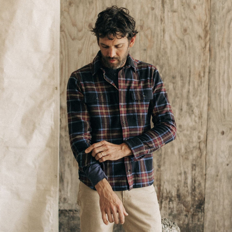 The Ledge Shirt in Dark Navy Plaid - Echo Market