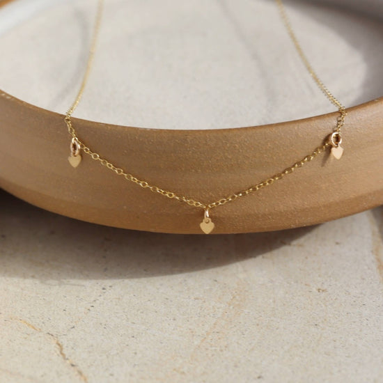 Tiny Hearts Charm Necklace: 14k Gold Fill / 14" - Echo Market