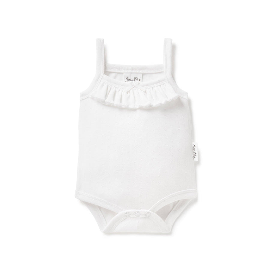 White Pointelle Singlet Onesie - Echo Market