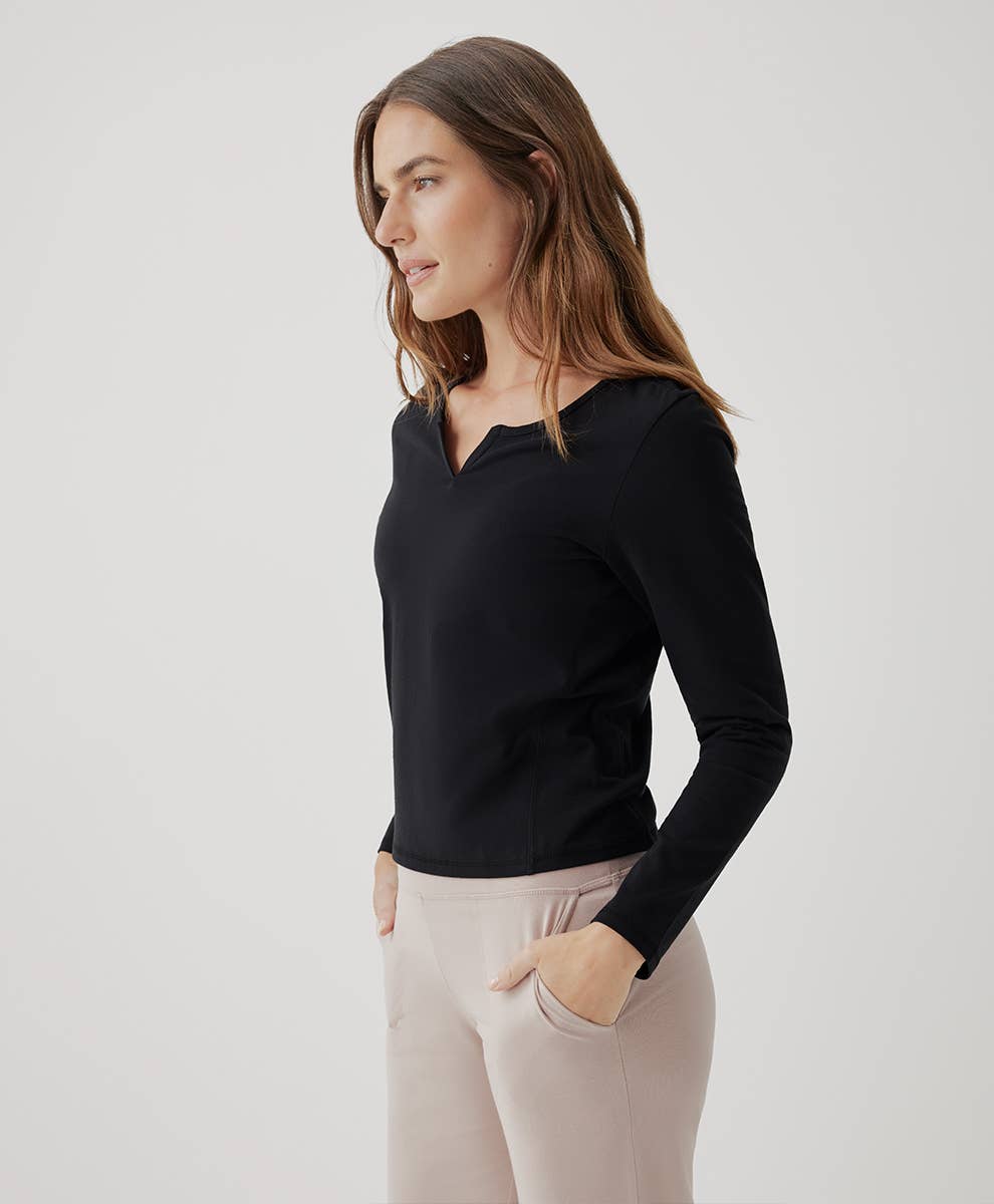 Women’s Avenue Slim Long Sleeve Top: Black / Large - Echo Market