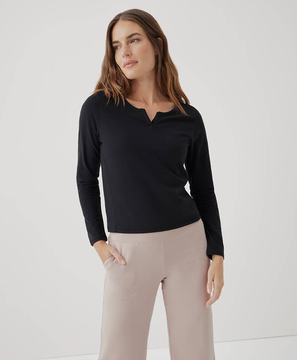 Women’s Avenue Slim Long Sleeve Top: Black / Large - Echo Market