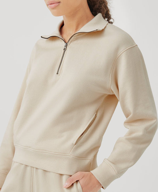 Load image into Gallery viewer, Women’s Essential Loopback Terry Quarter Zip Sweatshirt - Echo Market
