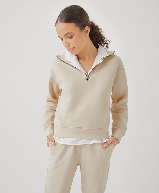 Load image into Gallery viewer, Women’s Essential Loopback Terry Quarter Zip Sweatshirt - Echo Market
