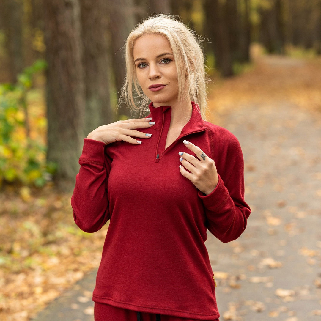 Women's Quarter Zip Merino Wool Top - Echo Market