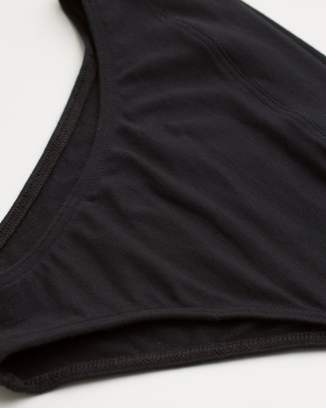 Woron High Cut Panties in black- Close up Detial View of super stretchy modal underwear at Echo Market
